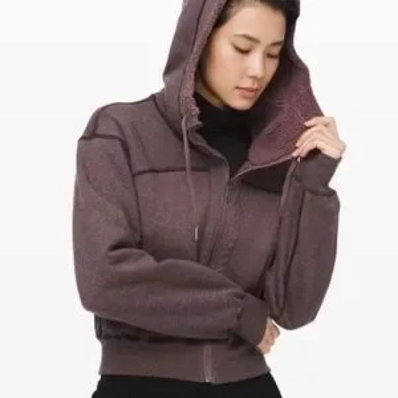 Lululemon Short Sweet & Sherpa Jacket Hoodie size small - Antique Bark - Picture 8 of 13